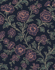 Blush Serenade Midnight floral damask wallpaper in midnight navy and rose