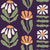Bohemian Daisy Aubergine retro floral wallpaper in aubergine, apricot and blush