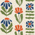 Bohemian Daisy Cream retro floral wallpaper in cream, navy and terracotta