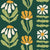 Bohemian Daisy Forest retro floral wallpaper in forest green, marigold and ivory