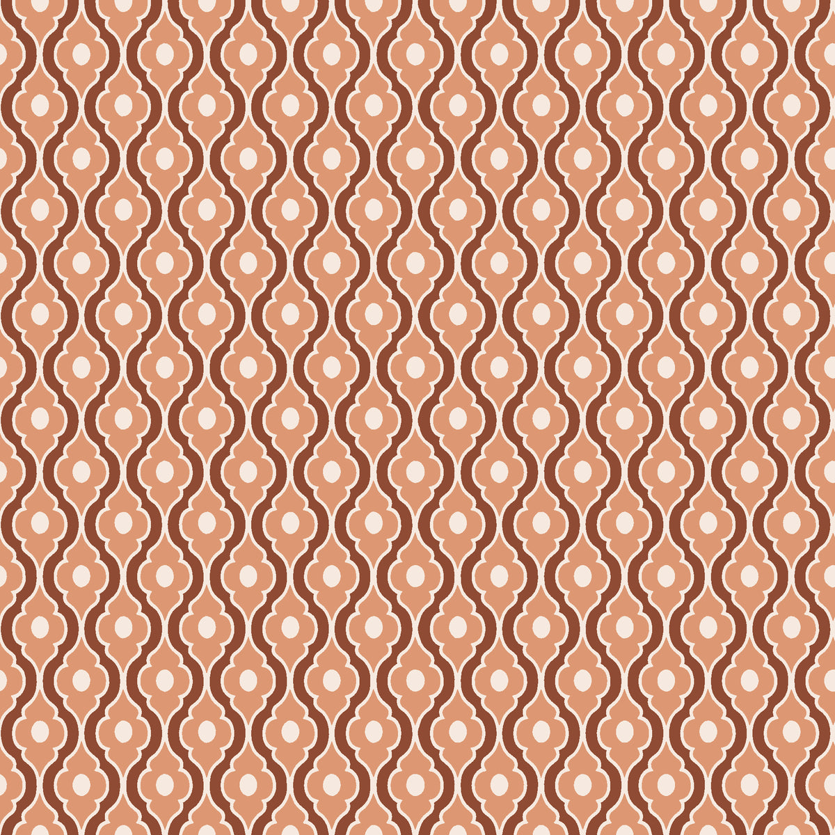 Butter Ogee Terracotta ogee trellis wallpaper in terracotta and sand