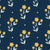 Buttercup Meadow Midnight floral sprig wallpaper in midnight navy and marigold