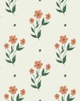 Buttercup Meadow Sage floral sprig wallpaper in sage green and apricot