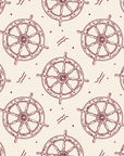 Captain's Wheel Burgundy nautical ship wheel wallpaper in burgundy and ivory