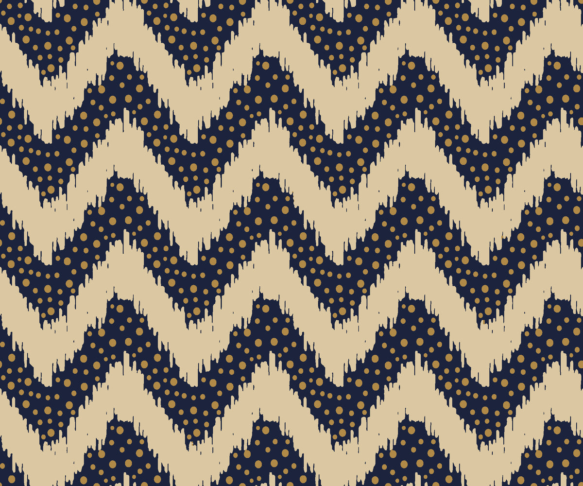 Caramel Drip Midnight chevron wallpaper in midnight and brass