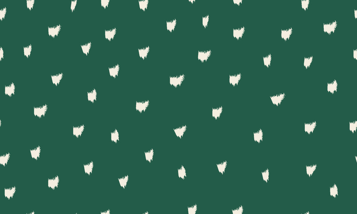 Caramel Haze Emerald brushstroke dot wallpaper in emerald and ivory