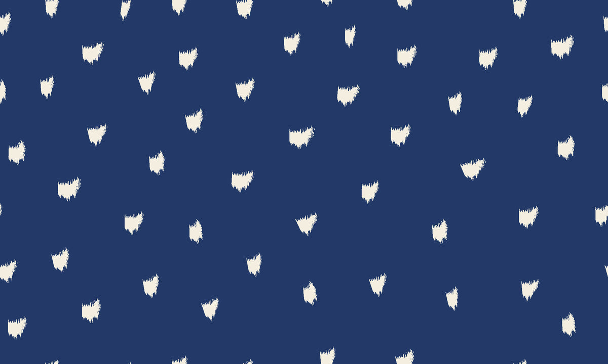 Caramel Haze Navy brushstroke dot wallpaper in navy and ivory