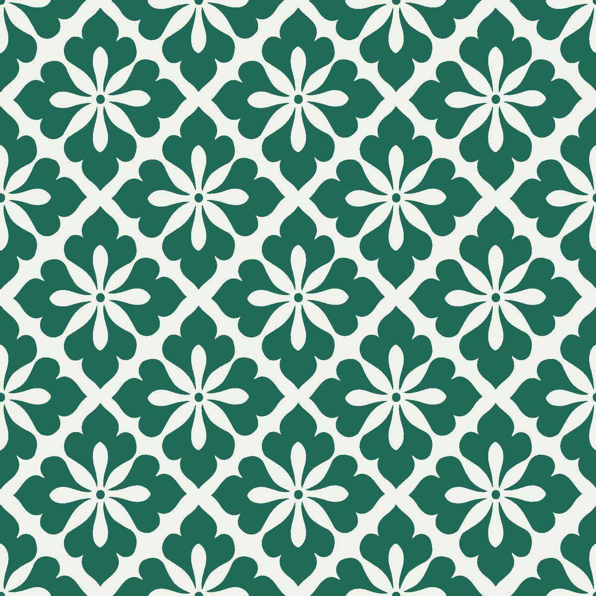 Carbon Bloom Emerald tile floral wallpaper in emerald and linen