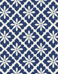 Carbon Bloom Navy tile floral wallpaper in navy and ivory