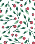 Cerulean Petal Emerald ditsy botanical wallpaper in emerald and rose