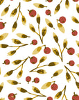 Cerulean Petal Marigold ditsy botanical wallpaper in marigold and brick