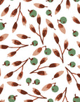 Cerulean Petal Terracotta ditsy botanical wallpaper in terracotta and sage