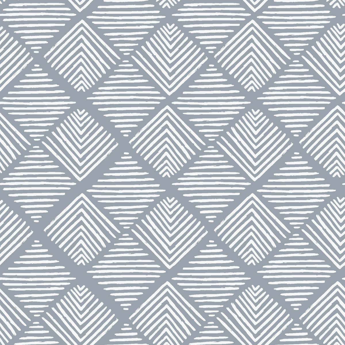 Chevron Etch Pewter geometric diamond wallpaper in pewter and white