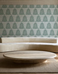 Clipped Dreams Forest tree wallpaper in an elegant living room