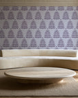 Clipped Dreams Plum tree wallpaper in an elegant living room
