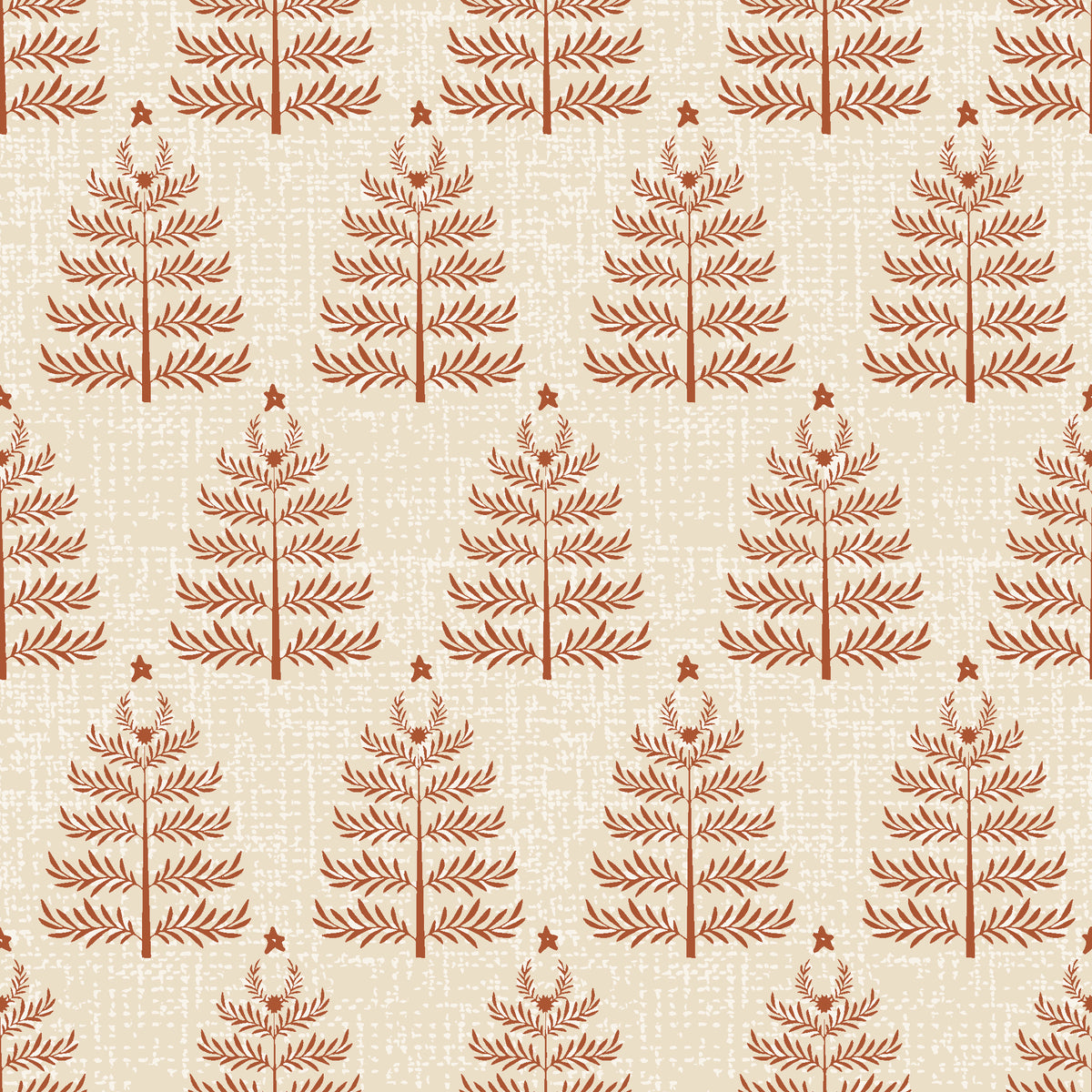 Clipped Dreams Terracotta tree wallpaper in terracotta and cream