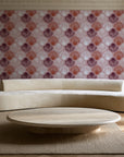 Coastal Scallop Blush scallop shell wallpaper in an elegant living room