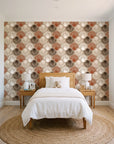 Coastal Scallop Mocha scallop shell wallpaper in a bright, cheerful child's bedroom
