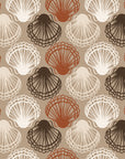 Coastal Scallop Mocha scallop shell wallpaper in mocha and cream
