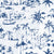 Coastal Village Navy palm toile wallpaper in navy