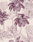 Conservatory Greens Mulberry tropical palm toile wallpaper in mulberry and blush