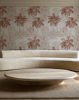 Conservatory Greens Terracotta tropical palm toile wallpaper in an elegant living room