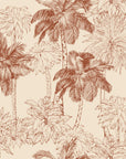 Conservatory Greens Terracotta tropical palm toile wallpaper in terracotta and sand