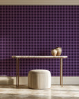 Cotton Candy Plum gingham wallpaper on the wall of a grand entry foyer