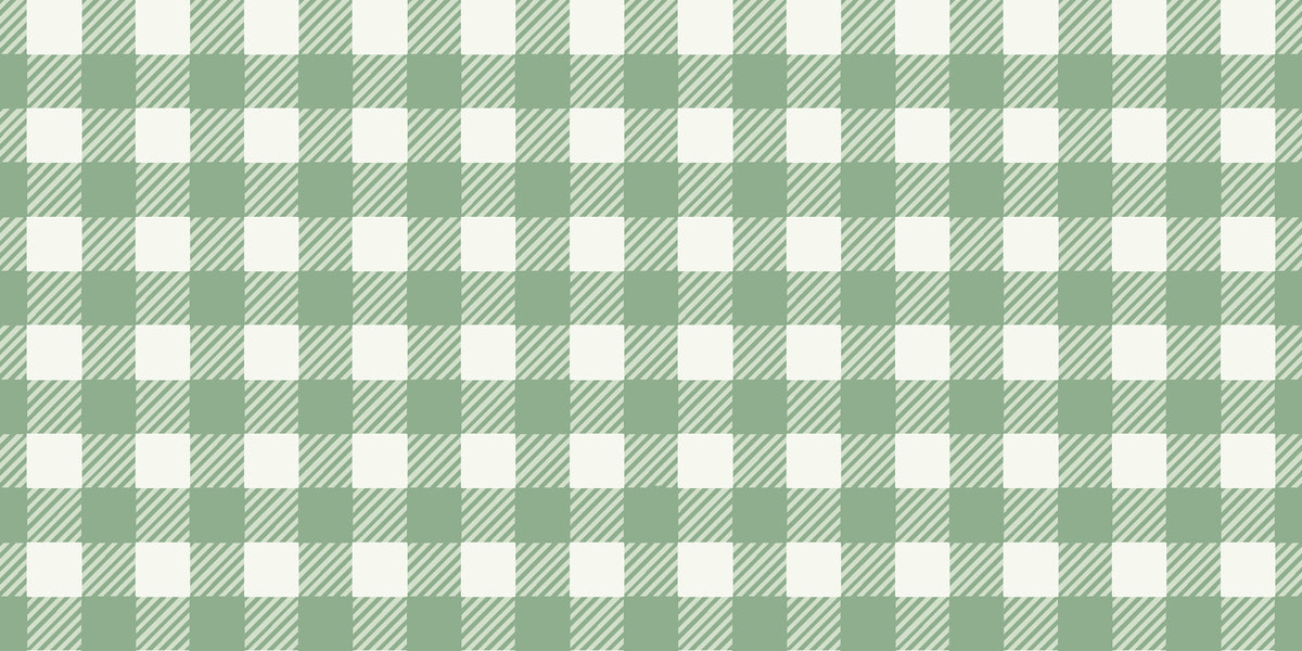 Cotton Candy Sage gingham wallpaper in sage and cream