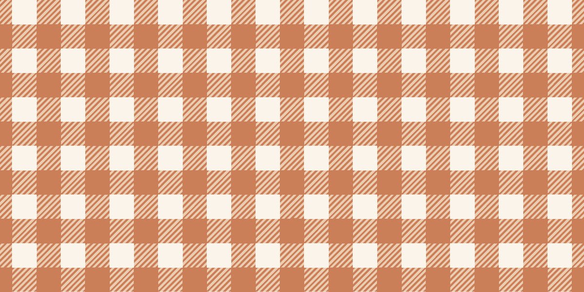 Cotton Candy Terracotta gingham wallpaper in terracotta and cream