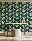 Cresting Wave Forest octopus wallpaper on the wall of a grand entry foyer