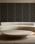 Crossroads Noir geometric wallpaper in an elegant living room