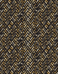 Crossroads Noir geometric wallpaper in black and gold