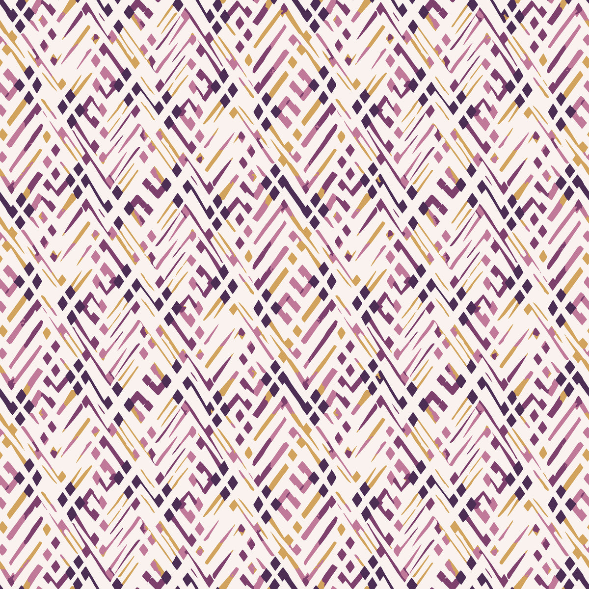 Crossroads Plum geometric wallpaper in plum and rose