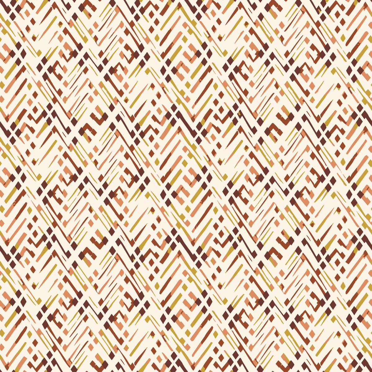 Crossroads Terracotta geometric wallpaper in terracotta and sand