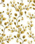 Desert Bloom Ochre botanical vine wallpaper in ochre and white