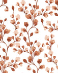 Desert Bloom Terracotta botanical vine wallpaper in terracotta and white