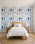 Desert Charms Indigo western icon wallpaper in a bright, cheerful child's bedroom