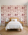 Desert Charms Oxblood western icon wallpaper in a bright, cheerful child's bedroom