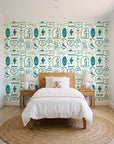 Desert Charms Turquoise western icon wallpaper in a bright, cheerful child's bedroom