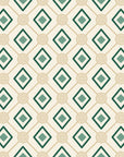 Desert Compass Emerald geometric diamond wallpaper in emerald, sage and cream