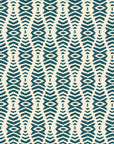 Desert Ritual Peacock tribal geometric wallpaper in peacock teal and ivory