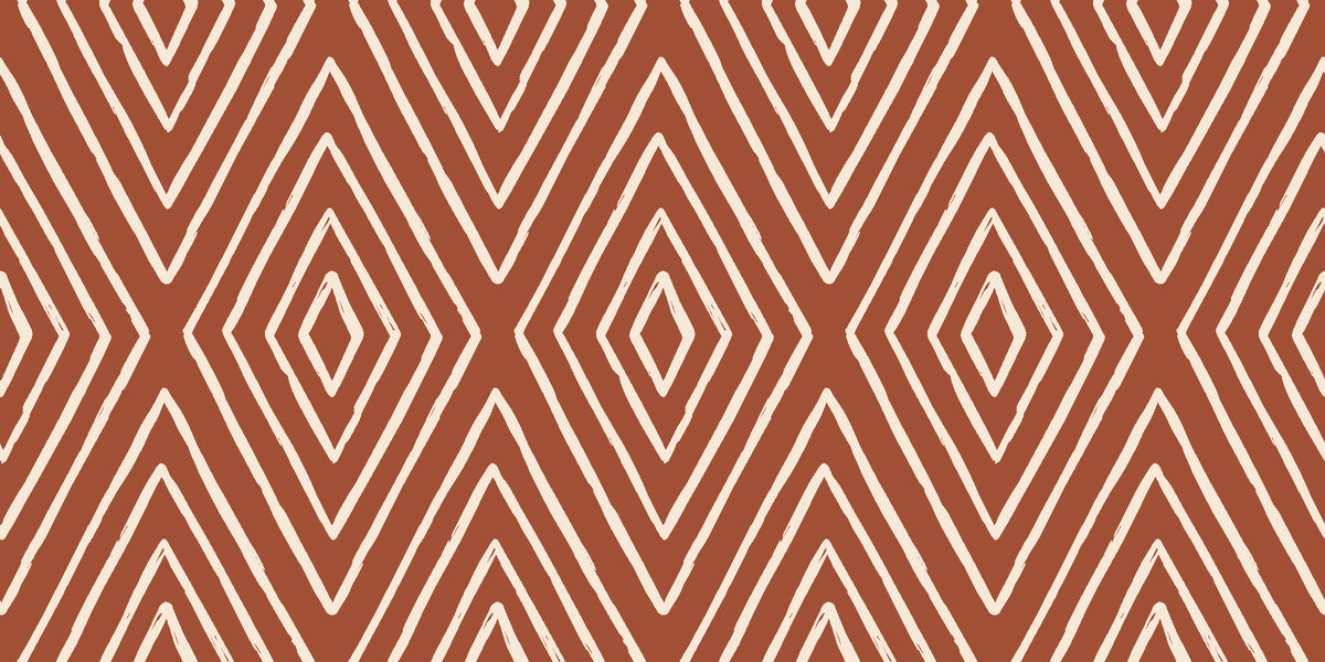 Diamond Echo Terracotta tribal diamond wallpaper in terracotta and cream