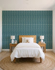 Dot Column Peacock dotted wallpaper in a bright, cheerful child's bedroom