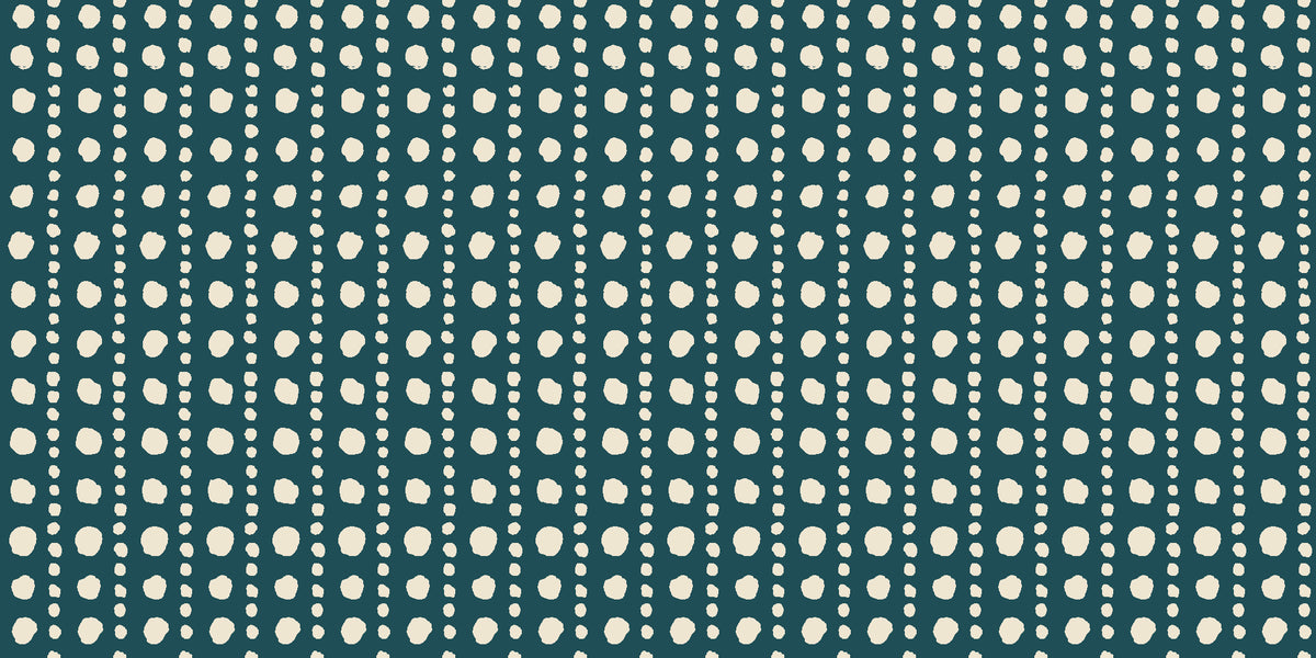 Dot Column Peacock dotted wallpaper in peacock teal and pearl