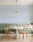 Dot Column Porcelain dotted wallpaper as a feature wall in a sunlit breakfast nook