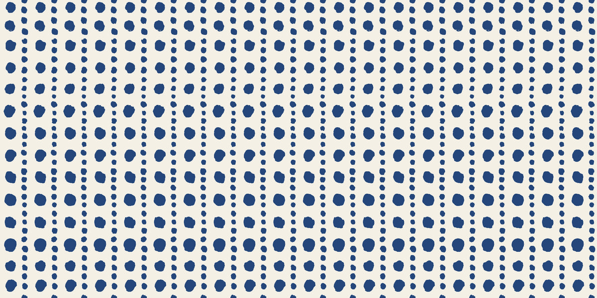 Dot Column Porcelain dotted wallpaper in porcelain and navy