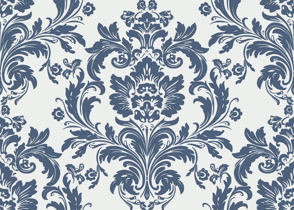 Dreamy Fern Dial Slate fern damask wallpaper in slate and pearl