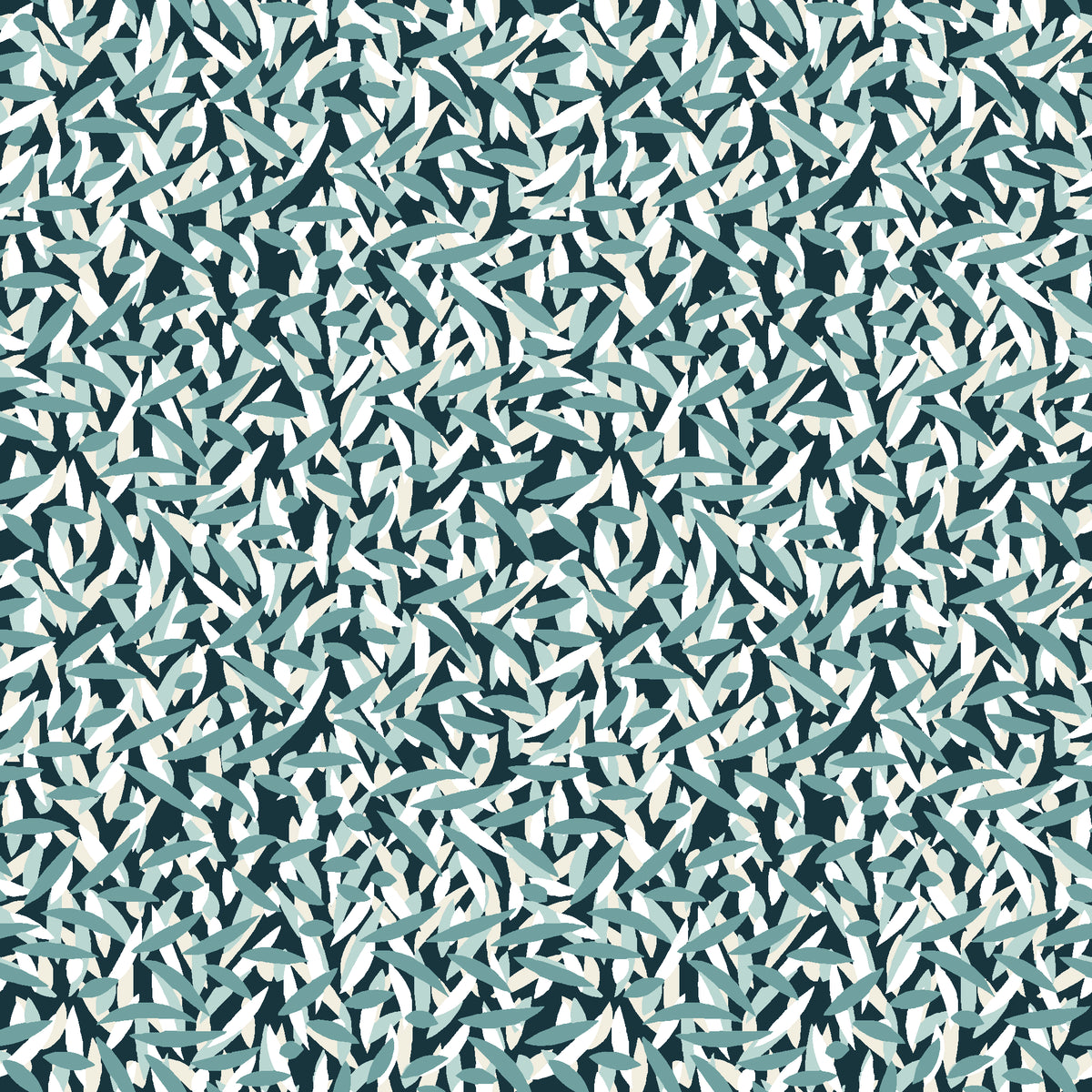Drifting Petals Lagoon abstract petal wallpaper in teal and ivory