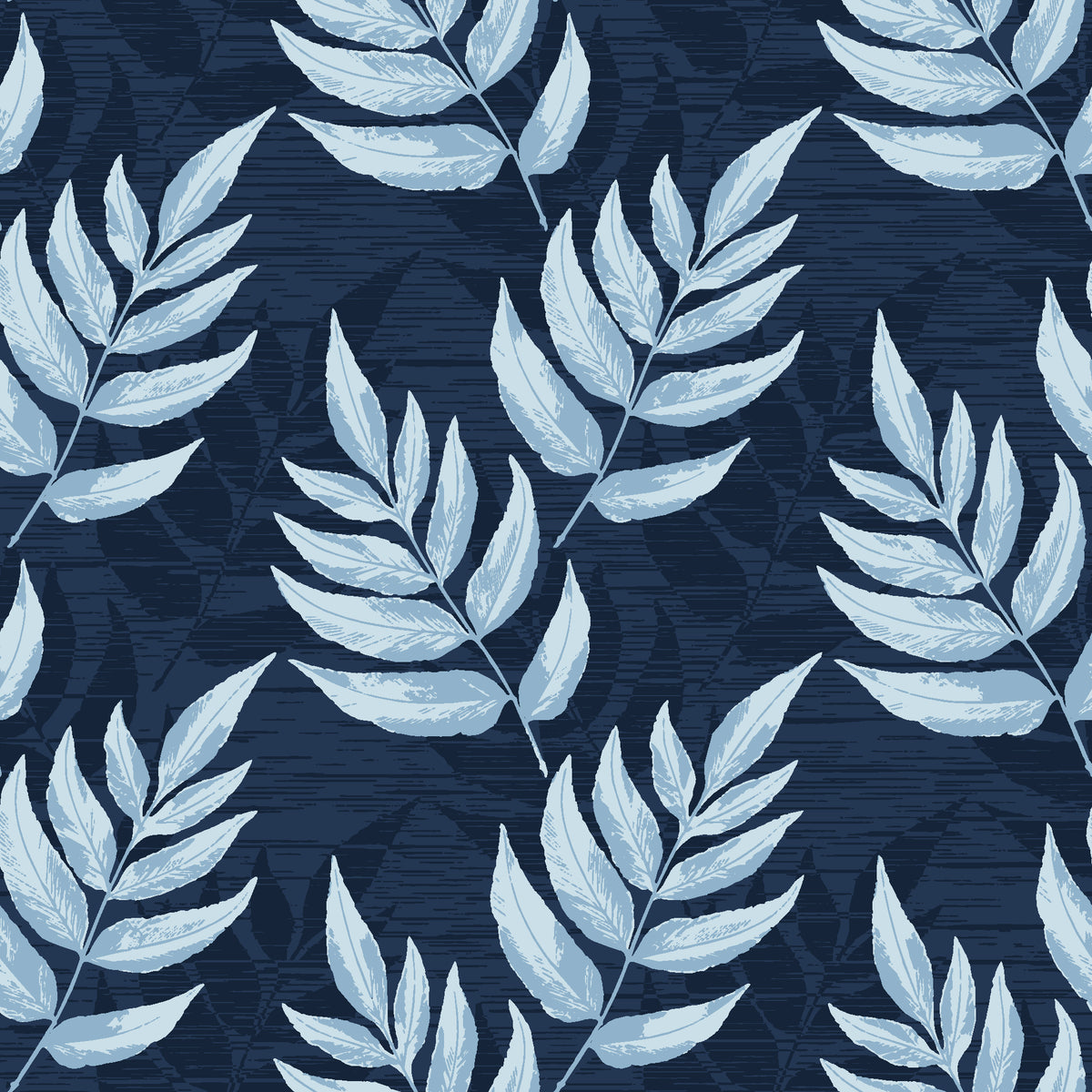 Driftwood Fern Midnight fern frond wallpaper in midnight and mist